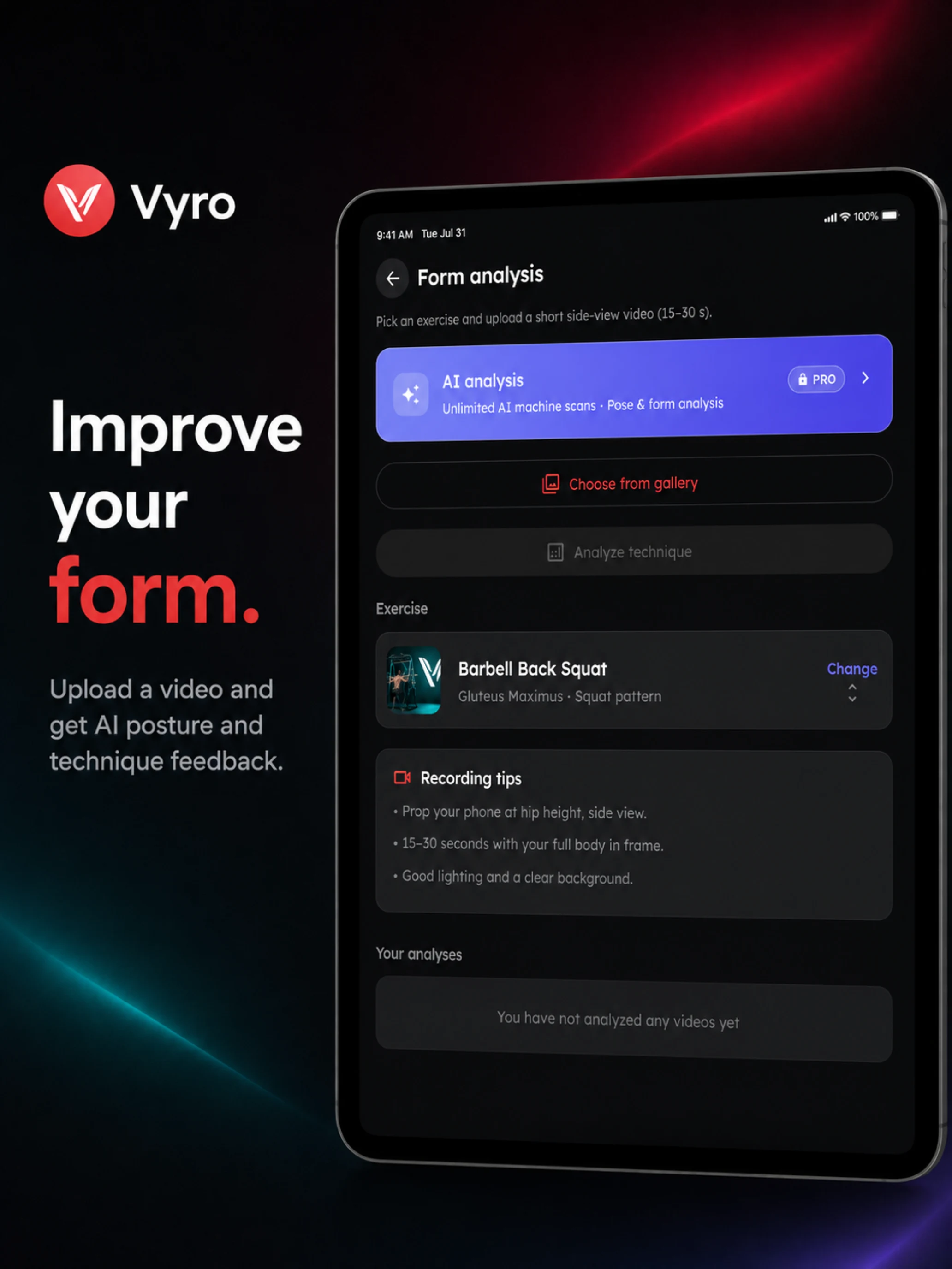 Vyro: AI Gym & Workout Tracker screenshot