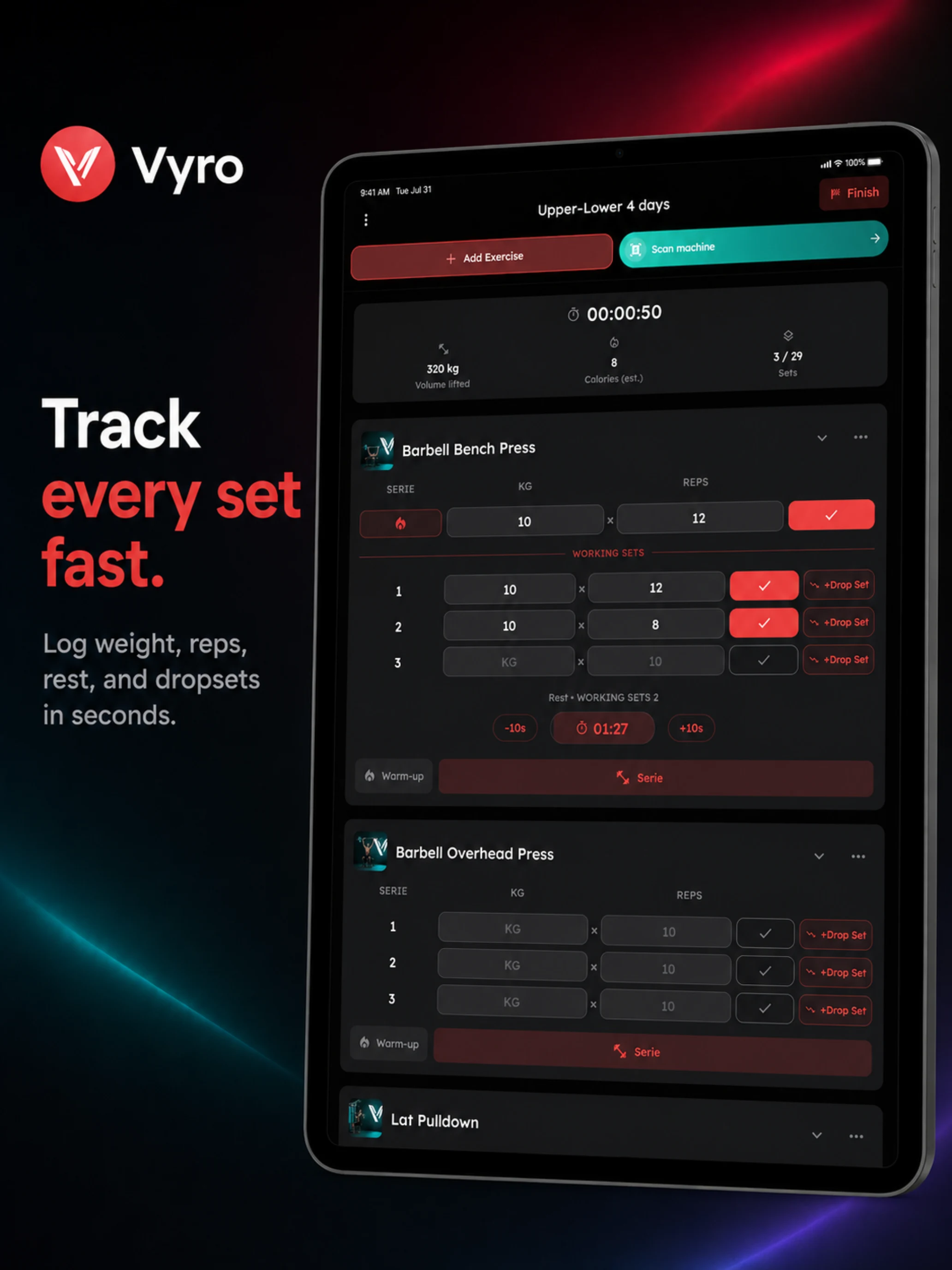 Vyro: AI Gym & Workout Tracker screenshot